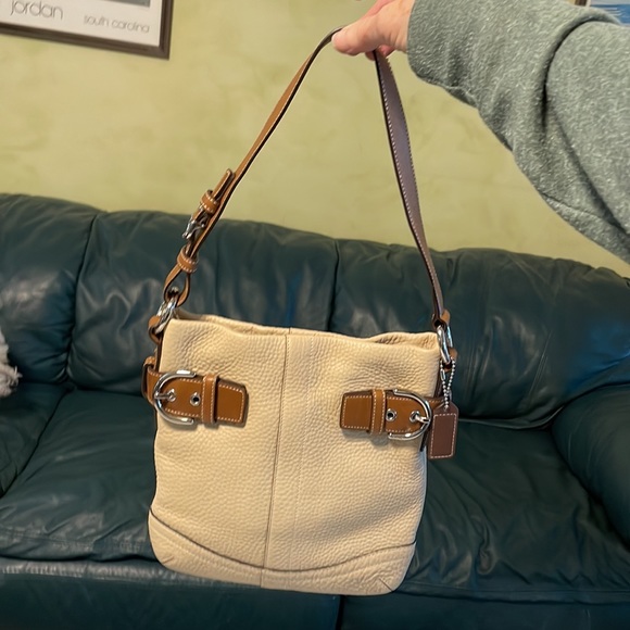 COACH tan and brown leather handbag. EUC - Picture 4 of 15